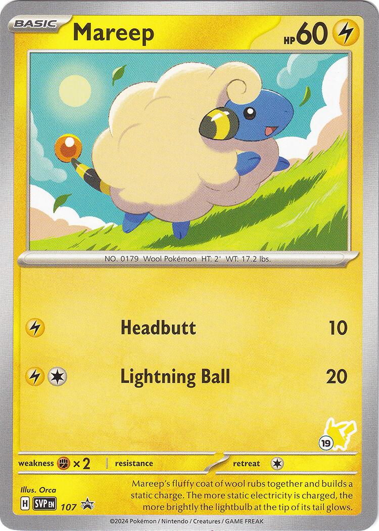 Mareep (107) (Pikachu Stamp #19) [Battle Academy 2024] | Dumpster Cat Games