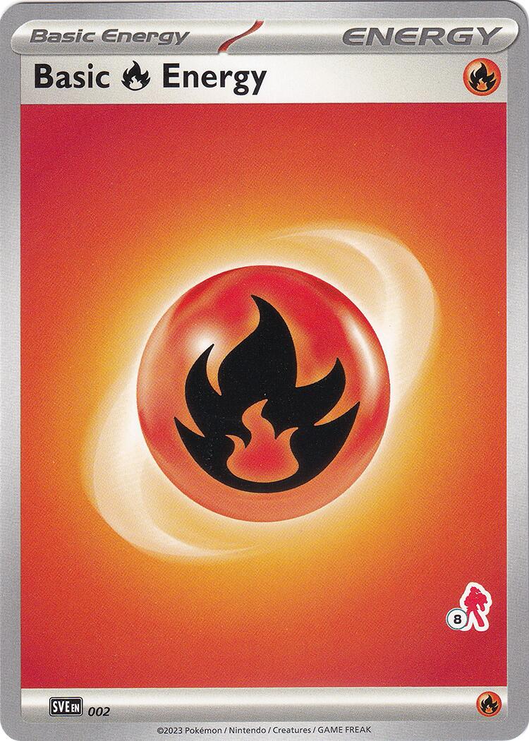 Basic Fire Energy (002) (Armarouge Stamp #8) [Battle Academy 2024] | Dumpster Cat Games