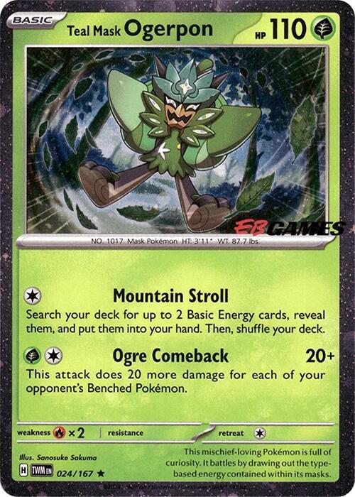 Teal Mask Ogerpon (024/167) (Cosmos Holo) (EB Games Exclusive) [Scarlet & Violet: Twilight Masquerade] | Dumpster Cat Games