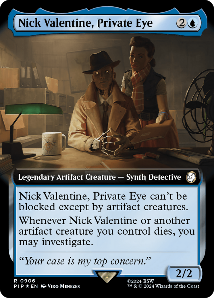 Nick Valentine, Private Eye (Extended Art) (Surge Foil) [Fallout] | Dumpster Cat Games