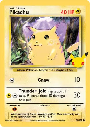 Pikachu (58/102) (25th Anniversary) (Jumbo Card) [Celebrations: 25th Anniversary] | Dumpster Cat Games