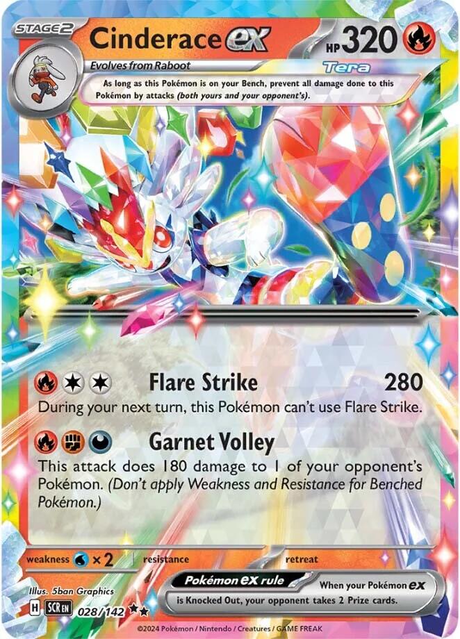 Cinderace ex (028/142) [Scarlet & Violet: Stellar Crown] | Dumpster Cat Games