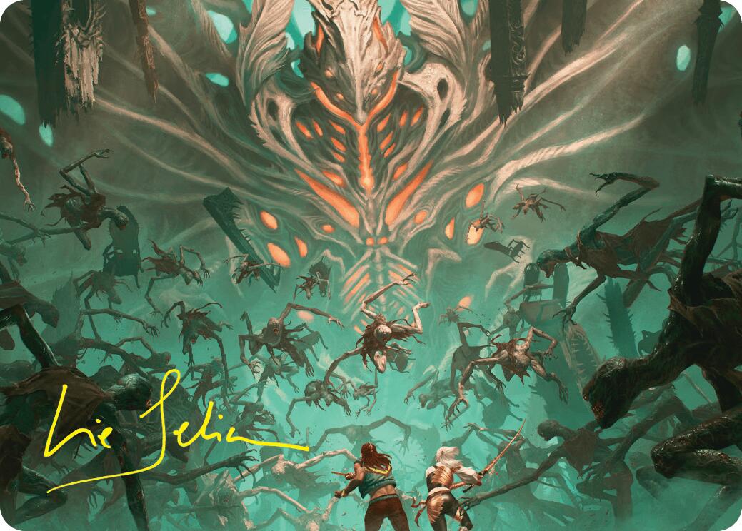 Valgavoth's Onslaught Art Card (Gold-Stamped Signature) [Duskmourn: House of Horror Art Series] | Dumpster Cat Games