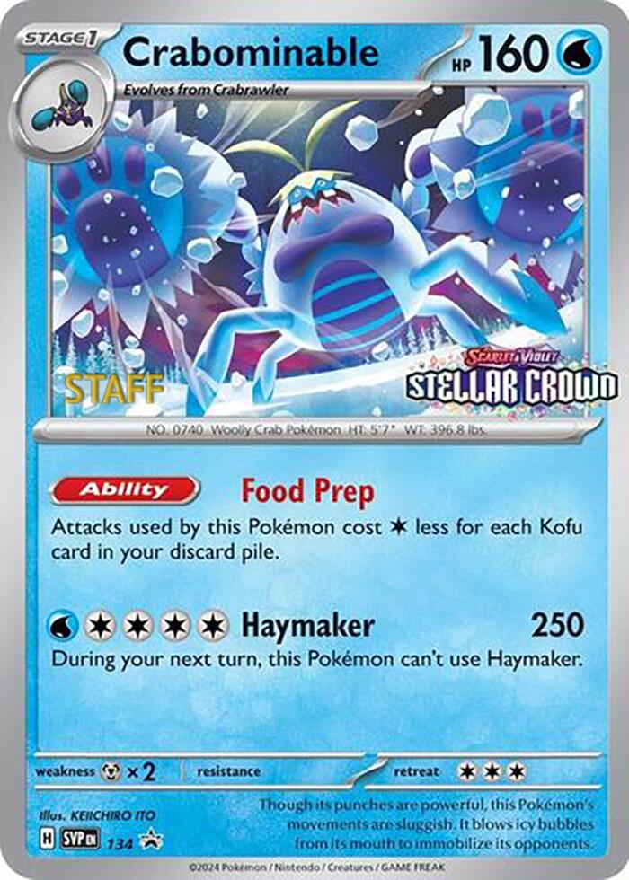 Crabominable (134/142) (Staff Promo) [Scarlet & Violet: Black Star Promos] | Dumpster Cat Games