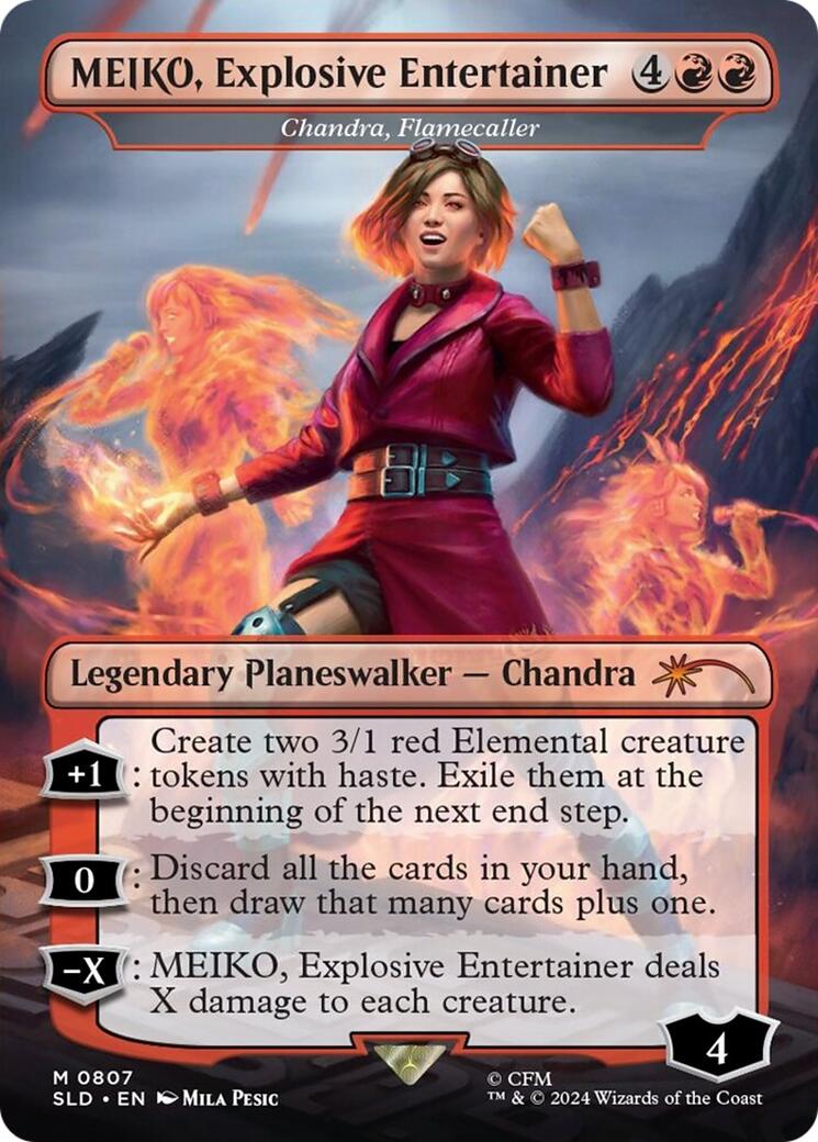 MEIKO, Explosive Entertainer - Chandra, Flamecaller (Rainbow Foil) [Secret Lair Drop Series] | Dumpster Cat Games