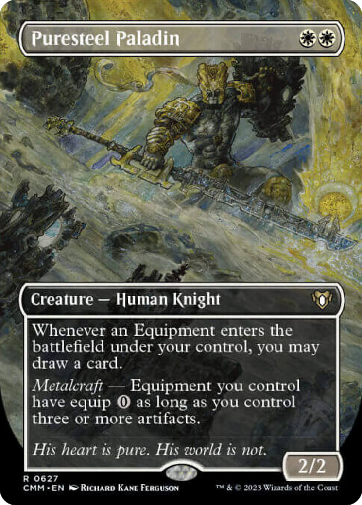 Puresteel Paladin (Borderless Alternate Art) [Commander Masters] | Dumpster Cat Games