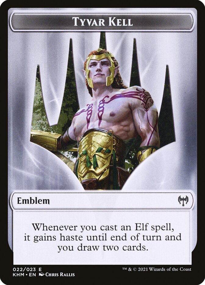Human Warrior // Tyvar Kell Emblem Double-Sided Token [Kaldheim Tokens] | Dumpster Cat Games