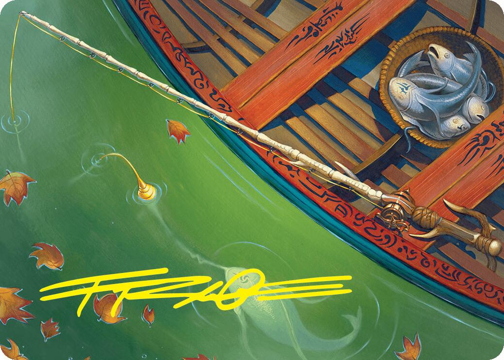 Fishing Pole Art Card (18/54) (Gold-Stamped Signature) [Foundations Art Series] | Dumpster Cat Games