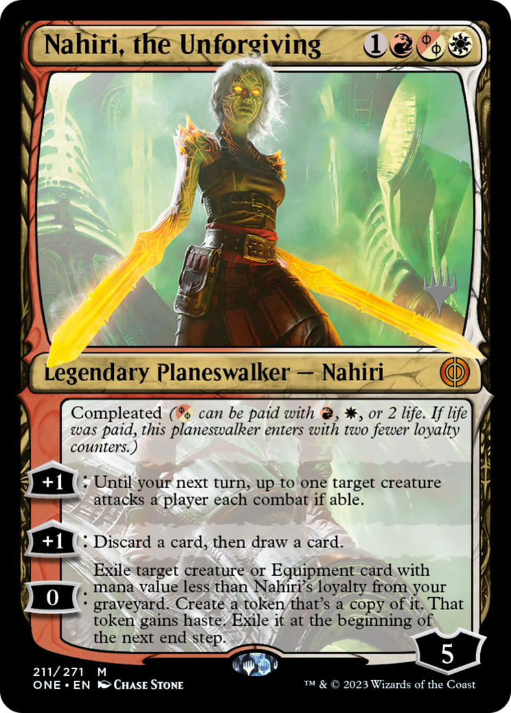 Nahiri, the Unforgiving (Promo Pack) [Phyrexia: All Will Be One Promos] | Dumpster Cat Games