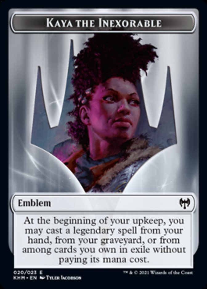 Kaya the Inexorable Emblem [Kaldheim Tokens] | Dumpster Cat Games