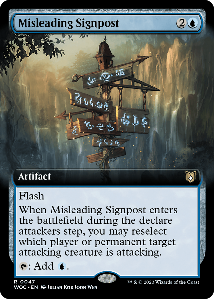 Misleading Signpost (Extended Art) [Wilds of Eldraine Commander] | Dumpster Cat Games