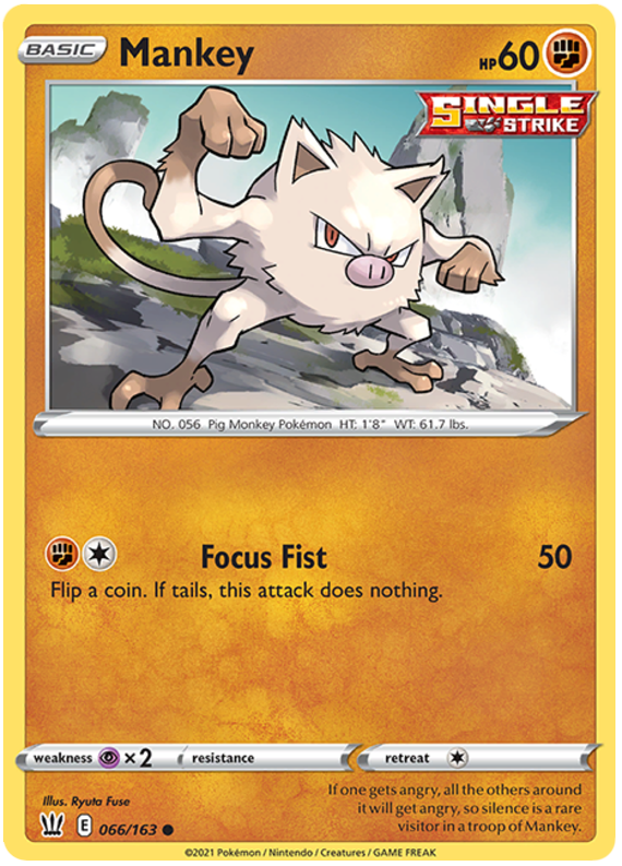 Mankey (066/163) [Sword & Shield: Battle Styles] | Dumpster Cat Games