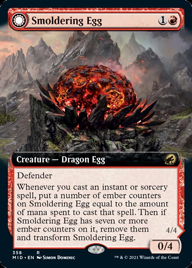 Smoldering Egg // Ashmouth Dragon (Extended Art) [Innistrad: Midnight Hunt] | Dumpster Cat Games