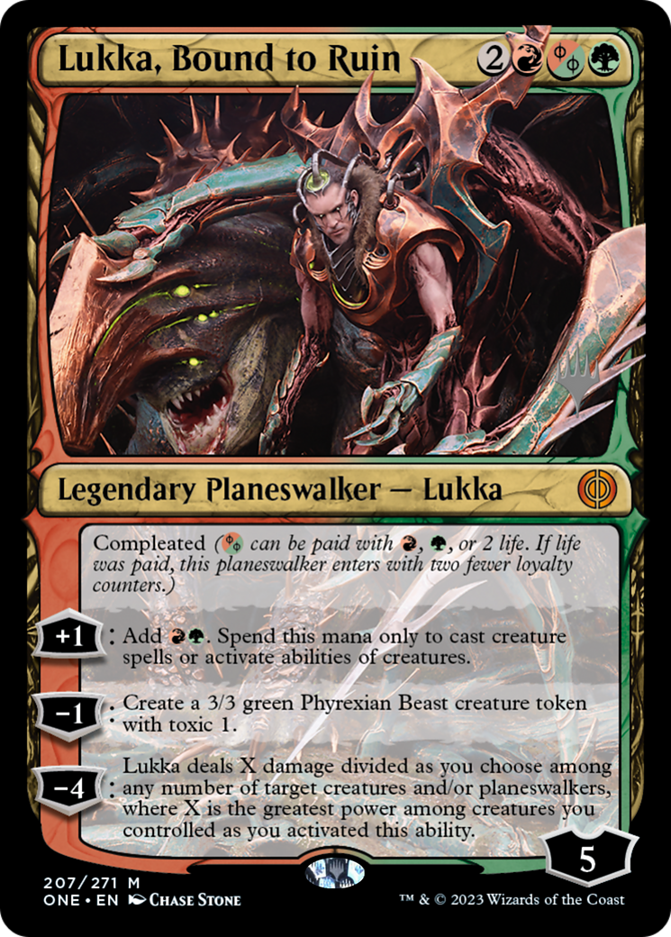 Lukka, Bound to Ruin (Promo Pack) [Phyrexia: All Will Be One Promos] | Dumpster Cat Games