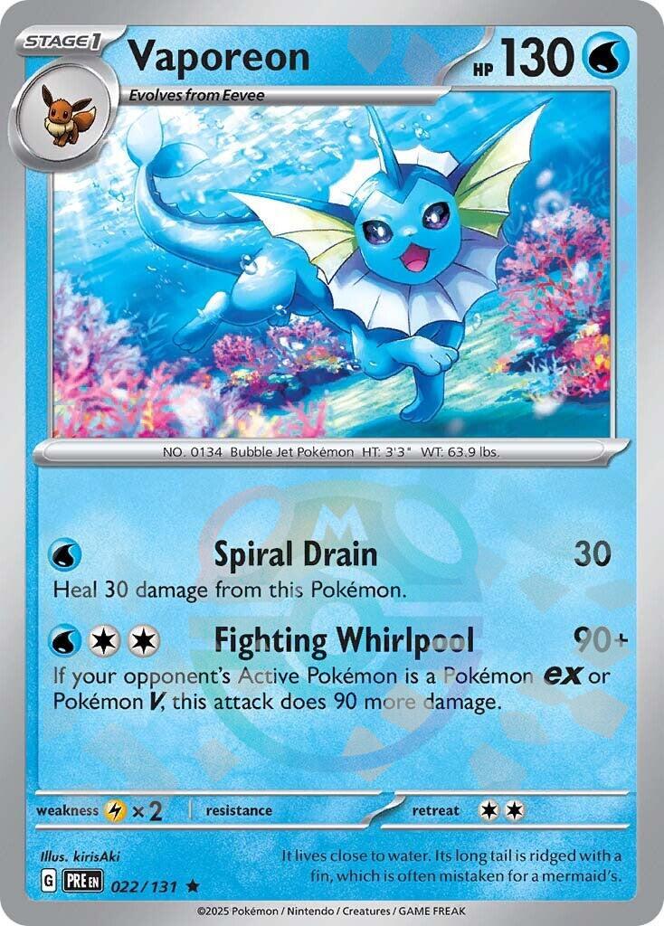 Vaporeon (022/131) (Master Ball Pattern) [Scarlet & Violet: Prismatic Evolutions] | Dumpster Cat Games