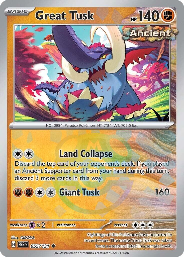 Great Tusk (055/131) (Master Ball Pattern) [Scarlet & Violet: Prismatic Evolutions] | Dumpster Cat Games