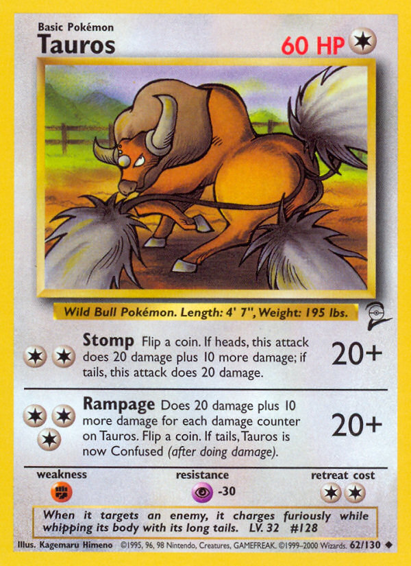Tauros (62/130) [Base Set 2] | Dumpster Cat Games