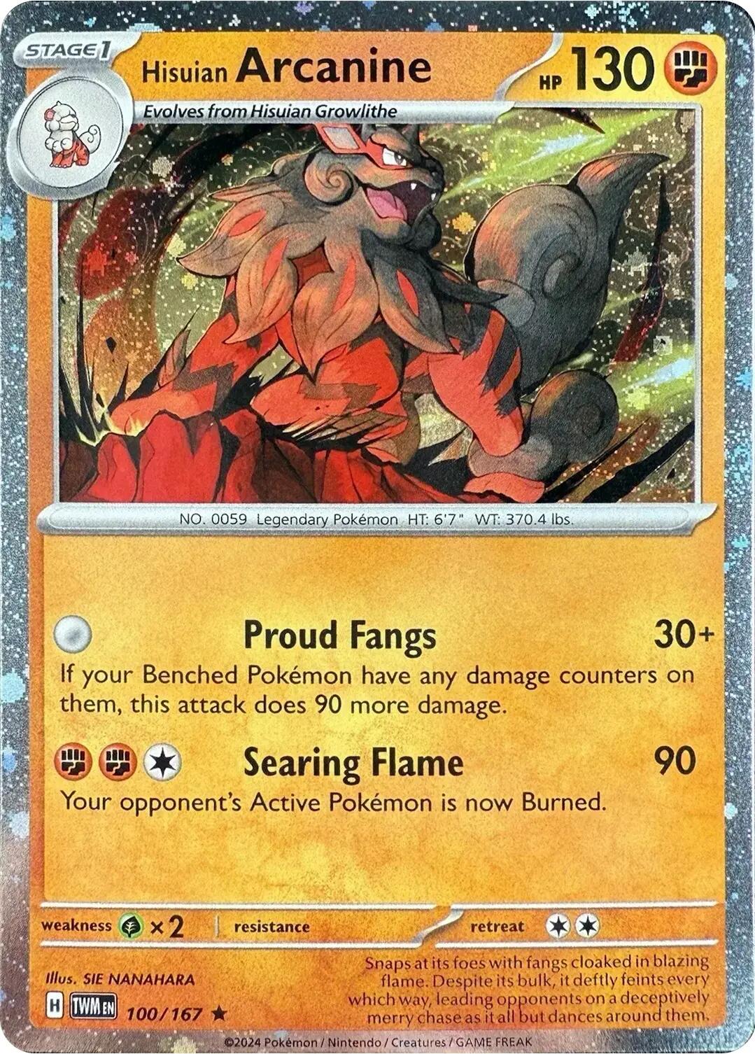 Hisuian Arcanine (100/167) (Cosmos Holo) [Scarlet & Violet: Twilight Masquerade] | Dumpster Cat Games