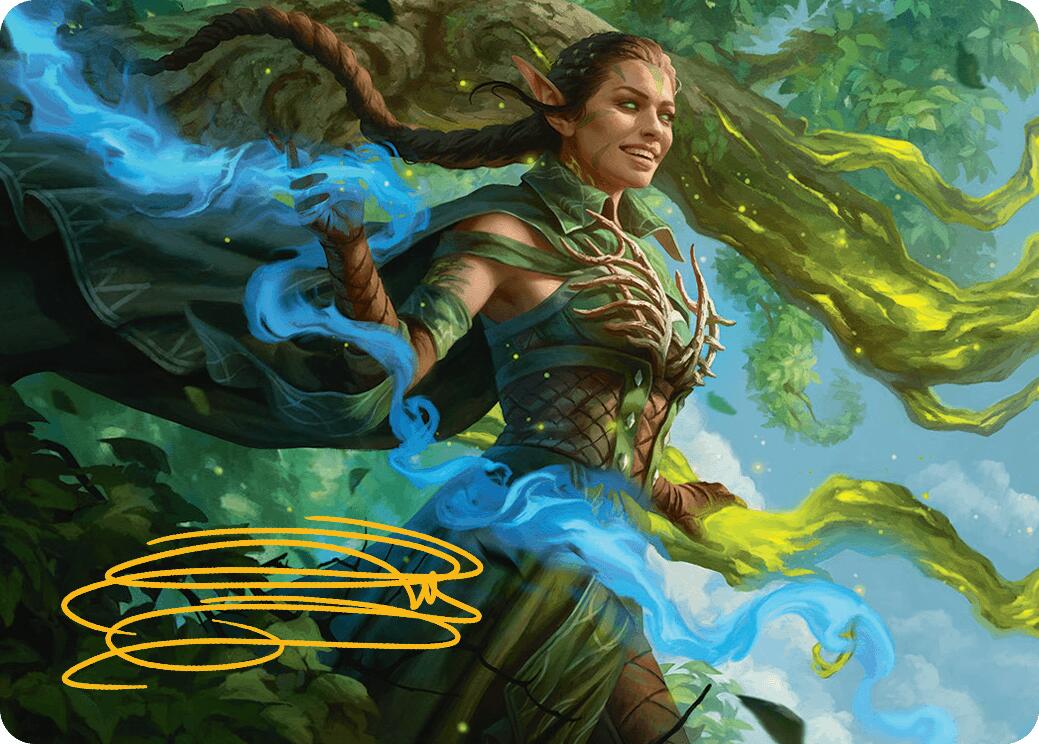 Nissa, Worldsoul Speaker Art Card (Gold-Stamped Signature) [Aetherdrift Art Series] | Dumpster Cat Games