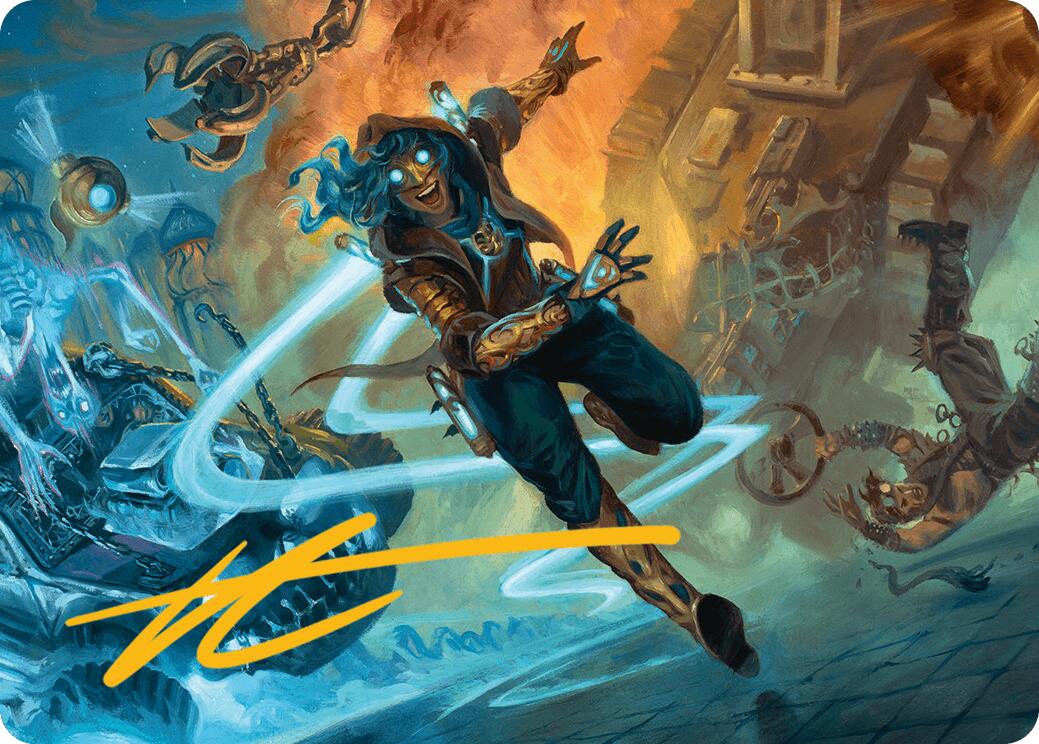 Sita Varma, Masked Racer Art Card (Gold-Stamped Signature) [Aetherdrift Art Series] | Dumpster Cat Games