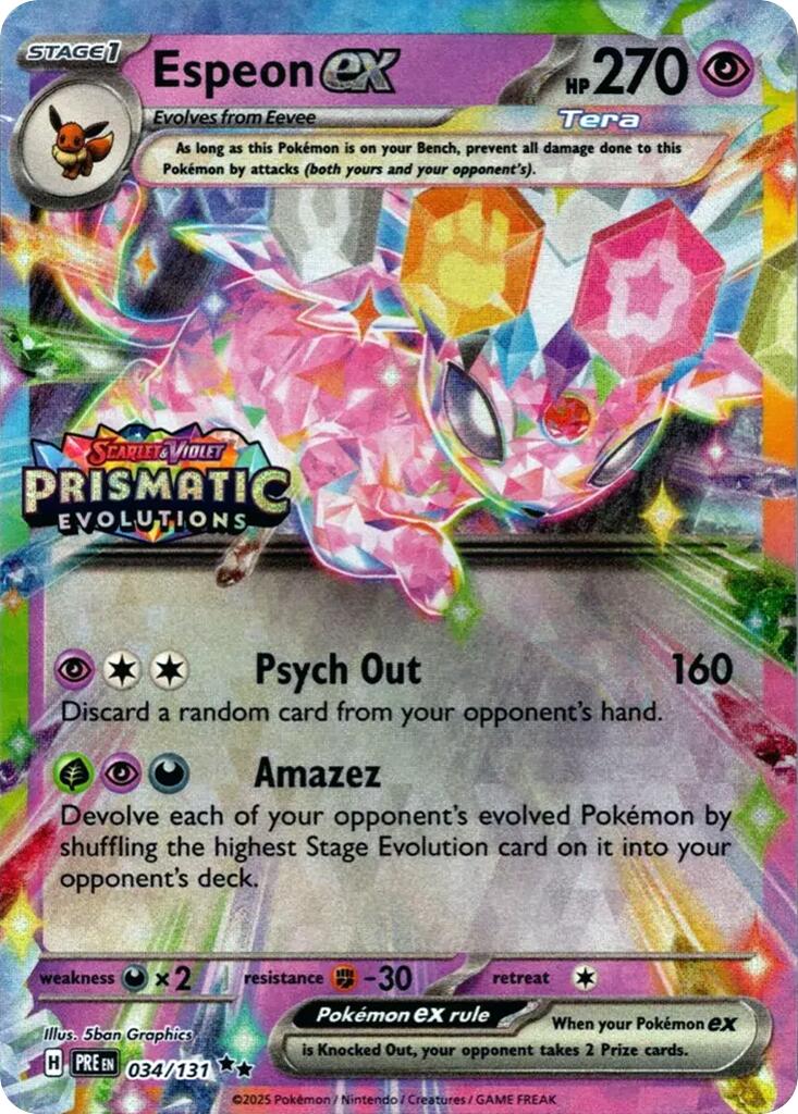Espeon ex (034/131) (Prismatic Evolutions Stamp) [Scarlet & Violet: Prismatic Evolutions] | Dumpster Cat Games