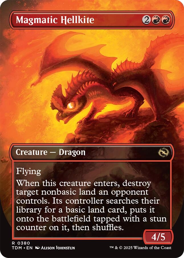 Magmatic Hellkite (Borderless) [Tarkir: Dragonstorm] | Dumpster Cat Games