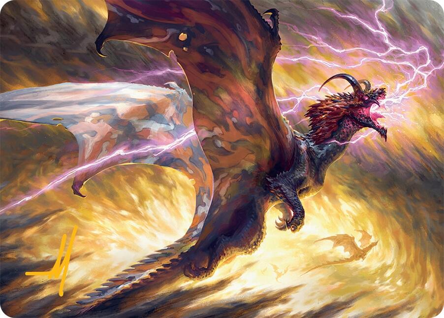 Stormscale Scion Art Card (17/54) (Gold-Stamped Signature) [Tarkir: Dragonstorm Art Series] | Dumpster Cat Games
