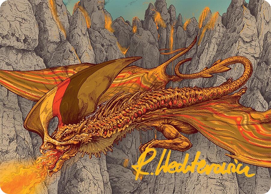 Magmatic Hellkite Art Card (34/54) (Gold-Stamped Signature) [Tarkir: Dragonstorm Art Series] | Dumpster Cat Games
