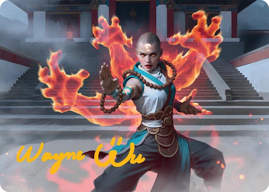 Flamehold Grappler Art Card (24/54) (Gold-Stamped Signature) [Tarkir: Dragonstorm Art Series] | Dumpster Cat Games