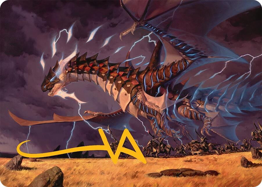 Neriv, Heart of the Storm Art Card (25/54) (Gold-Stamped Signature) [Tarkir: Dragonstorm Art Series] | Dumpster Cat Games