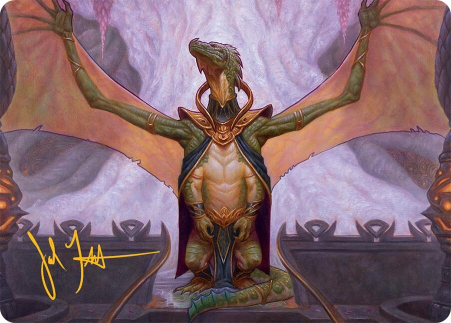 Kheru Goldkeeper Art Card (36/54) (Gold-Stamped Signature) [Tarkir: Dragonstorm Art Series] | Dumpster Cat Games