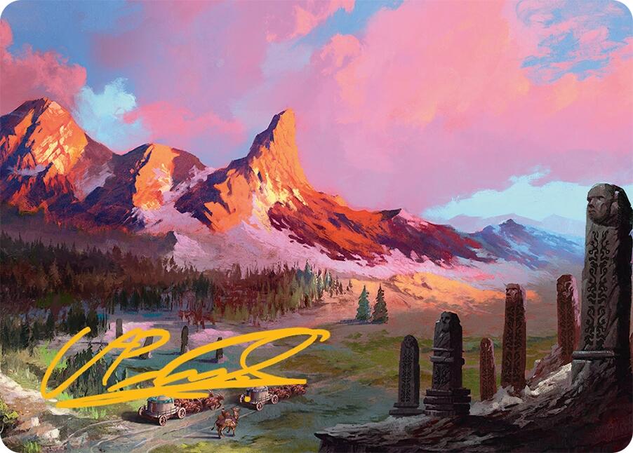Rugged Highlands Art Card (29/54) (Gold-Stamped Signature) [Tarkir: Dragonstorm Art Series] | Dumpster Cat Games