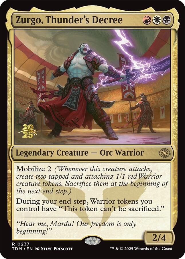Zurgo, Thunder's Decree [Tarkir: Dragonstorm Prerelease Promos] | Dumpster Cat Games