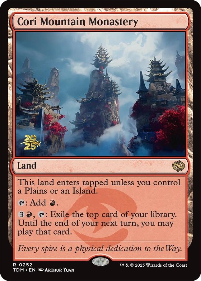 Cori Mountain Monastery [Tarkir: Dragonstorm Prerelease Promos] | Dumpster Cat Games