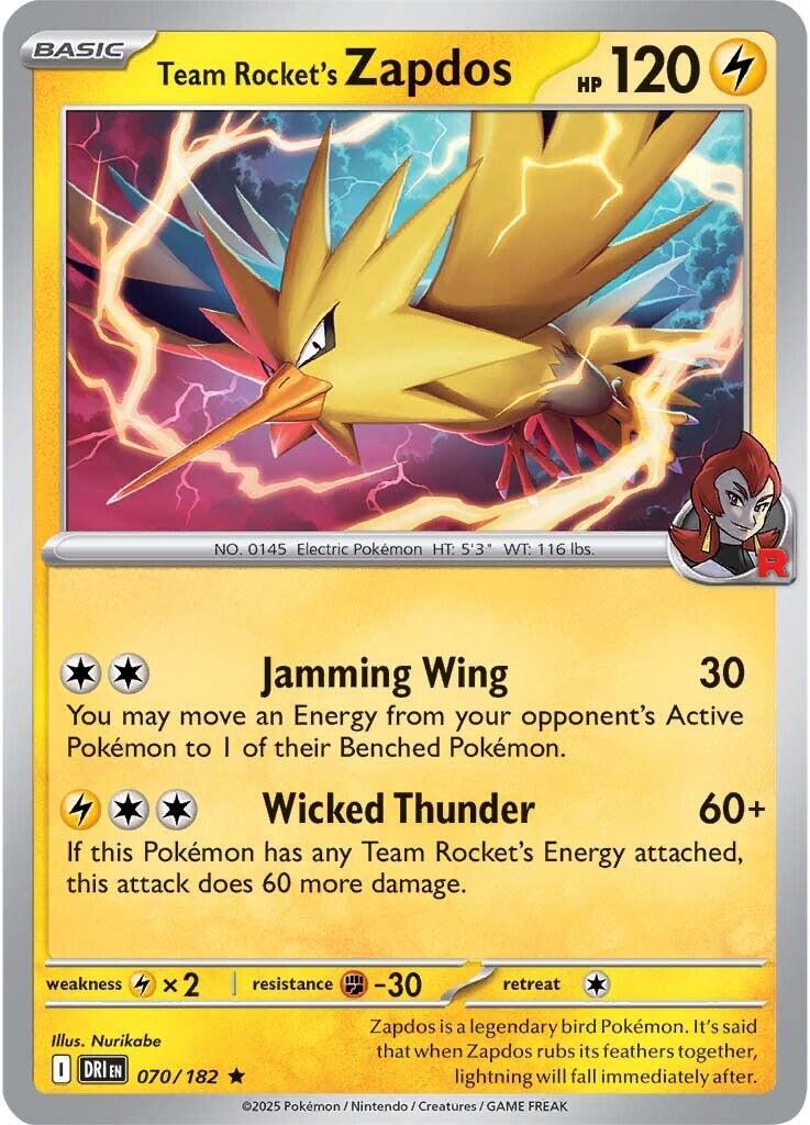 Team Rocket's Zapdos (070/182) [Scarlet & Violet: Destined Rivals] | Dumpster Cat Games
