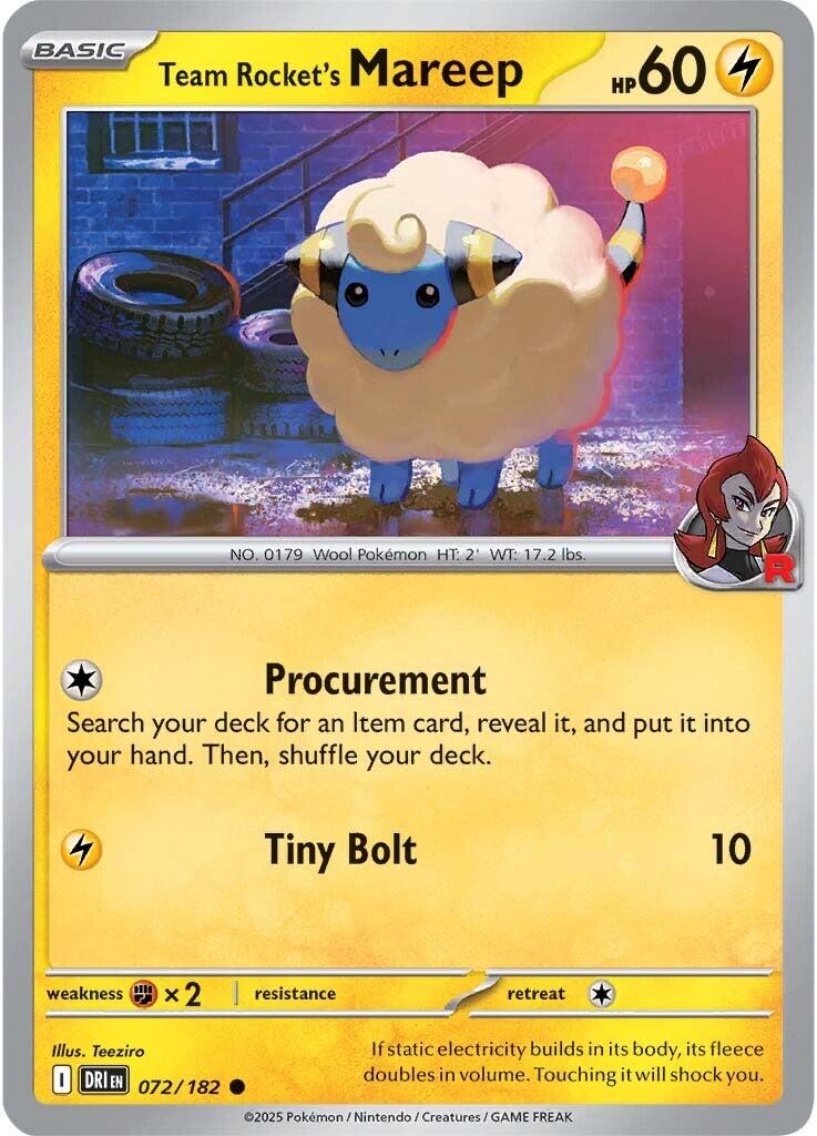Team Rocket's Mareep (072/182) [Scarlet & Violet: Destined Rivals] | Dumpster Cat Games