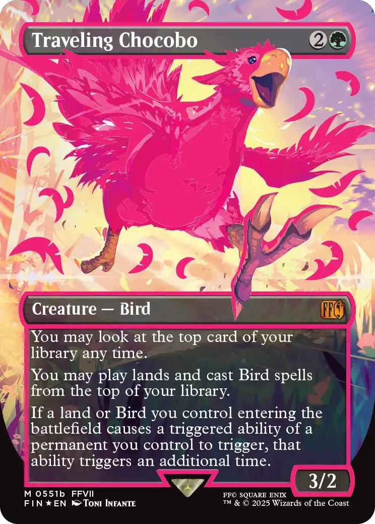 Traveling Chocobo (Borderless) (Neon Ink Pink) [FINAL FANTASY] | Dumpster Cat Games