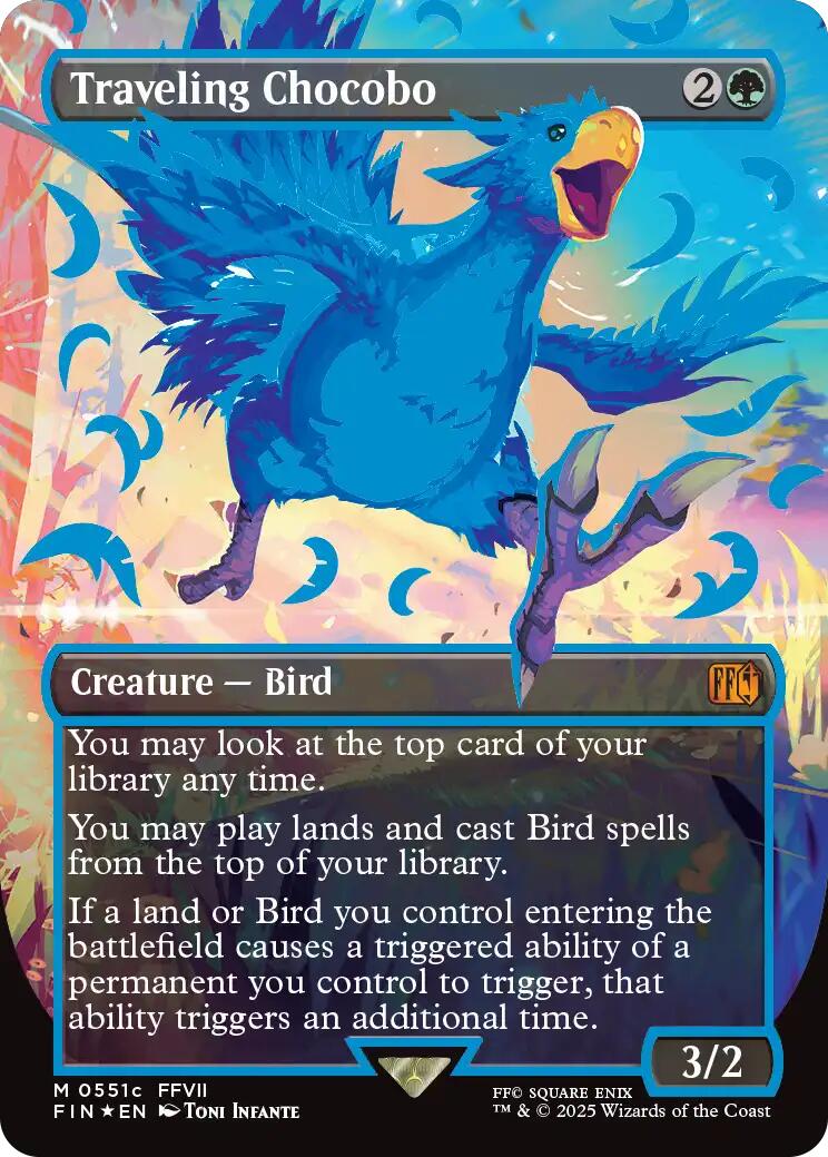 Traveling Chocobo (Borderless) (Neon Ink Blue) [FINAL FANTASY] | Dumpster Cat Games