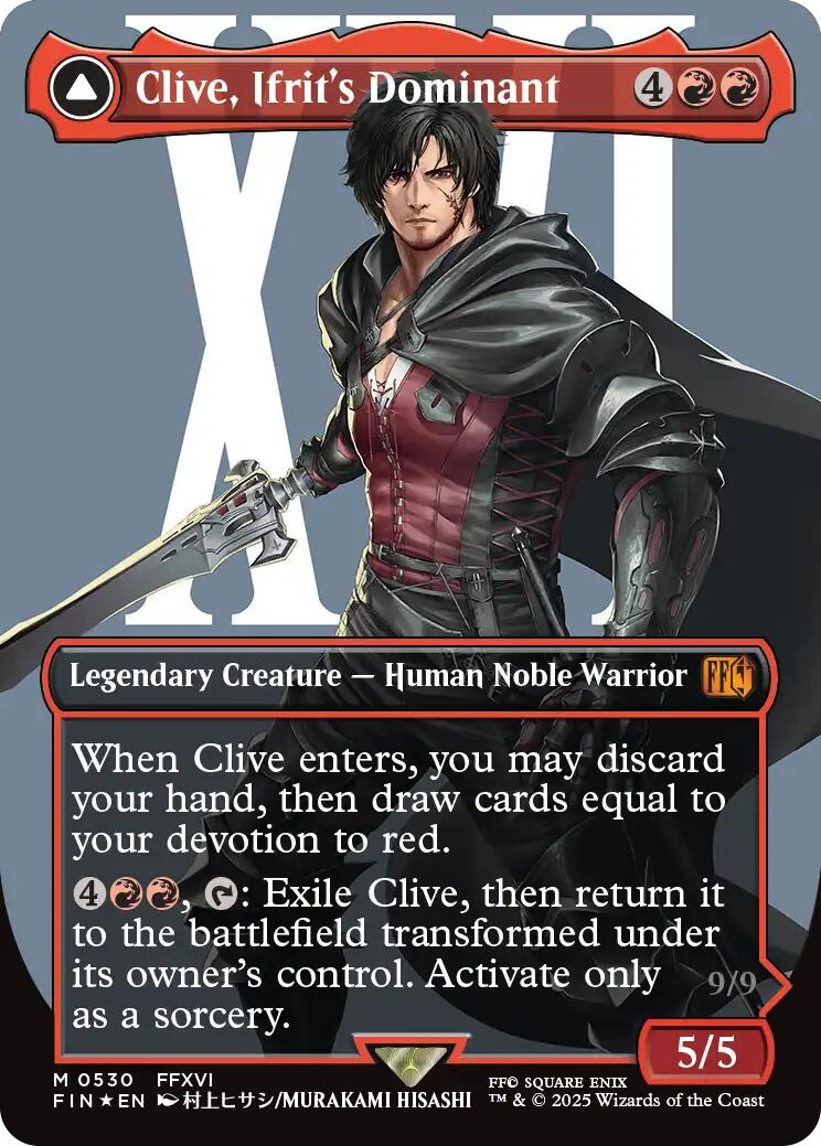 Clive, Ifrit's Dominant // Ifrit, Warden of Inferno (Borderless) (Surge Foil) [FINAL FANTASY] | Dumpster Cat Games
