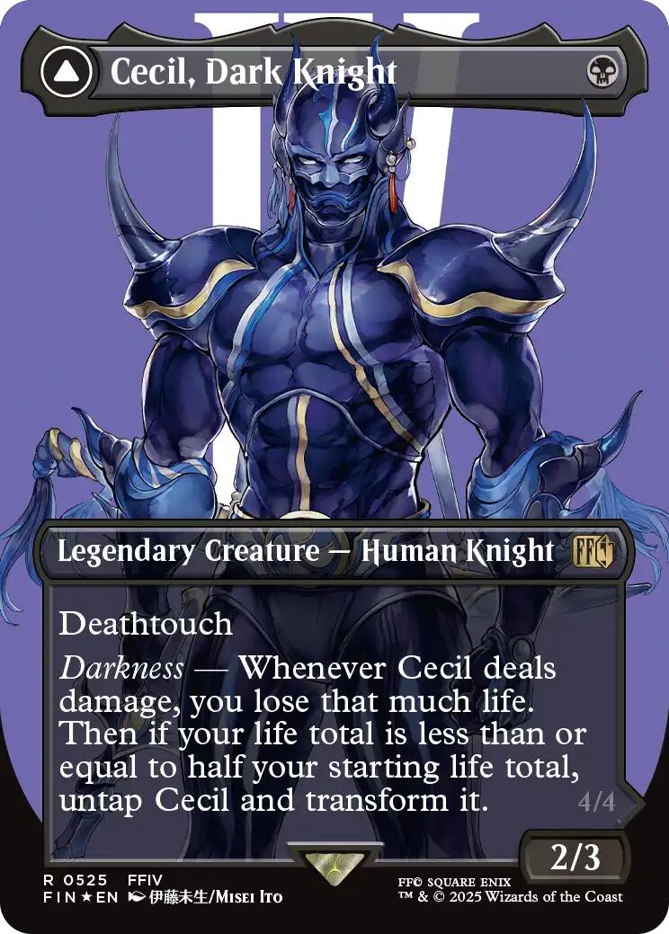 Cecil, Dark Knight // Cecil, Redeemed Paladin (Borderless) (Surge Foil) [FINAL FANTASY] | Dumpster Cat Games