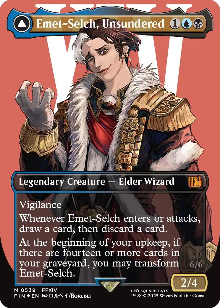 Emet-Selch, Unsundered // Hades, Sorcerer of Eld (Borderless) (Surge Foil) [FINAL FANTASY] | Dumpster Cat Games