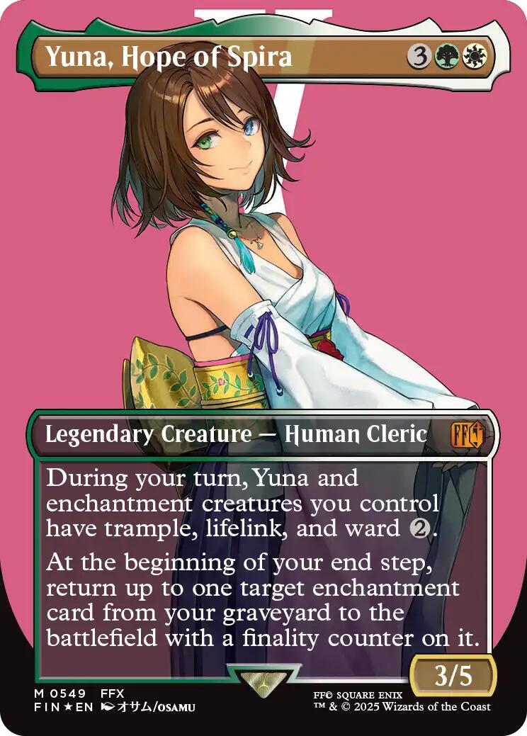 Yuna, Hope of Spira (Borderless) (Surge Foil) [FINAL FANTASY] | Dumpster Cat Games