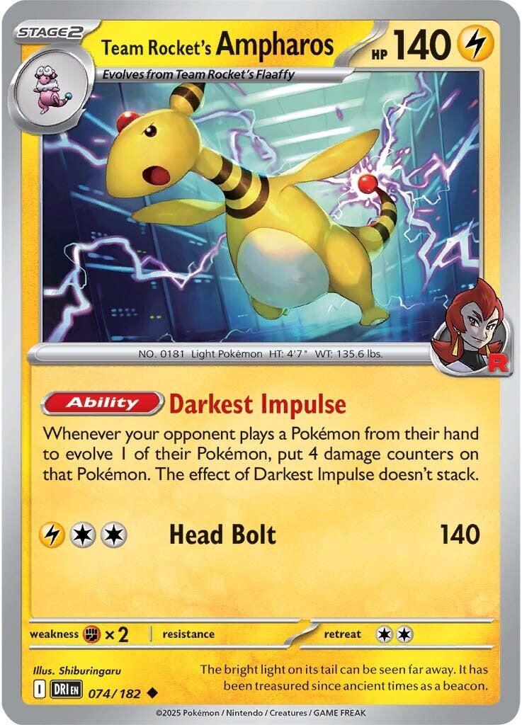 Team Rocket's Ampharos (074/182) [Scarlet & Violet: Destined Rivals] | Dumpster Cat Games