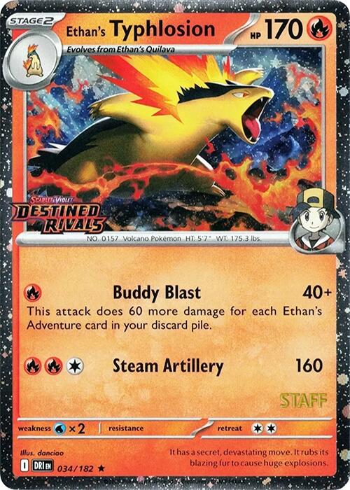 Ethan's Typhlosion (034/182) (Prerelease Staff) [Scarlet & Violet: Destined Rivals] | Dumpster Cat Games