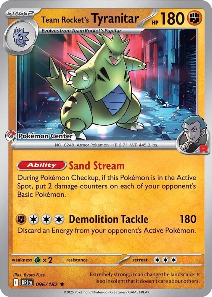 Team Rocket's Tyranitar (096/182) (Pokemon Center Exclusive) [Miscellaneous Cards] | Dumpster Cat Games
