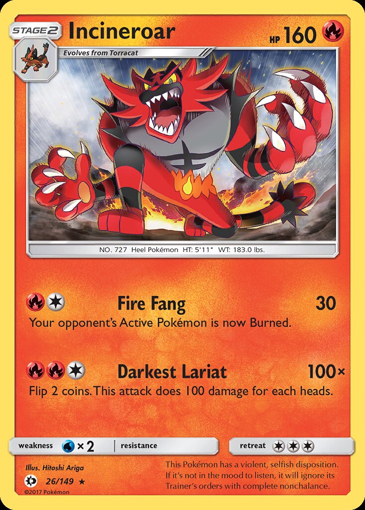 Incineroar (26/149) (Theme Deck Exclusive) [Sun & Moon: Base Set] | Dumpster Cat Games