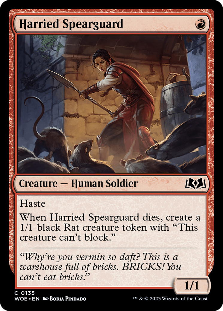 Harried Spearguard [Wilds of Eldraine] | Dumpster Cat Games