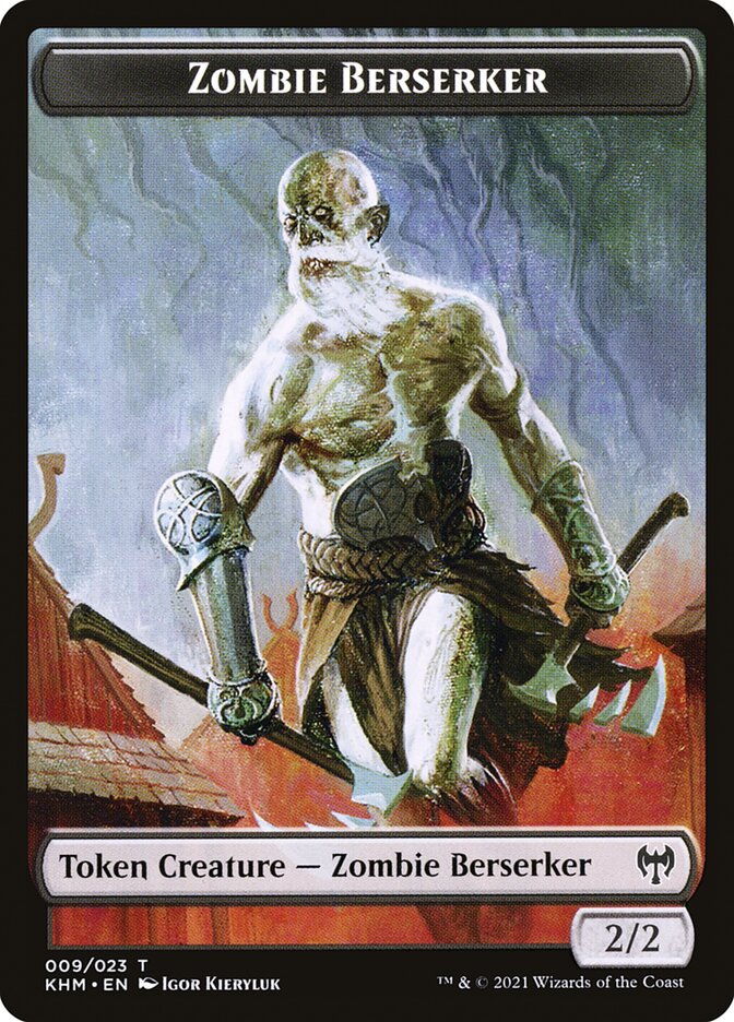 Human Warrior // Zombie Berserker Double-Sided Token [Kaldheim Tokens] | Dumpster Cat Games