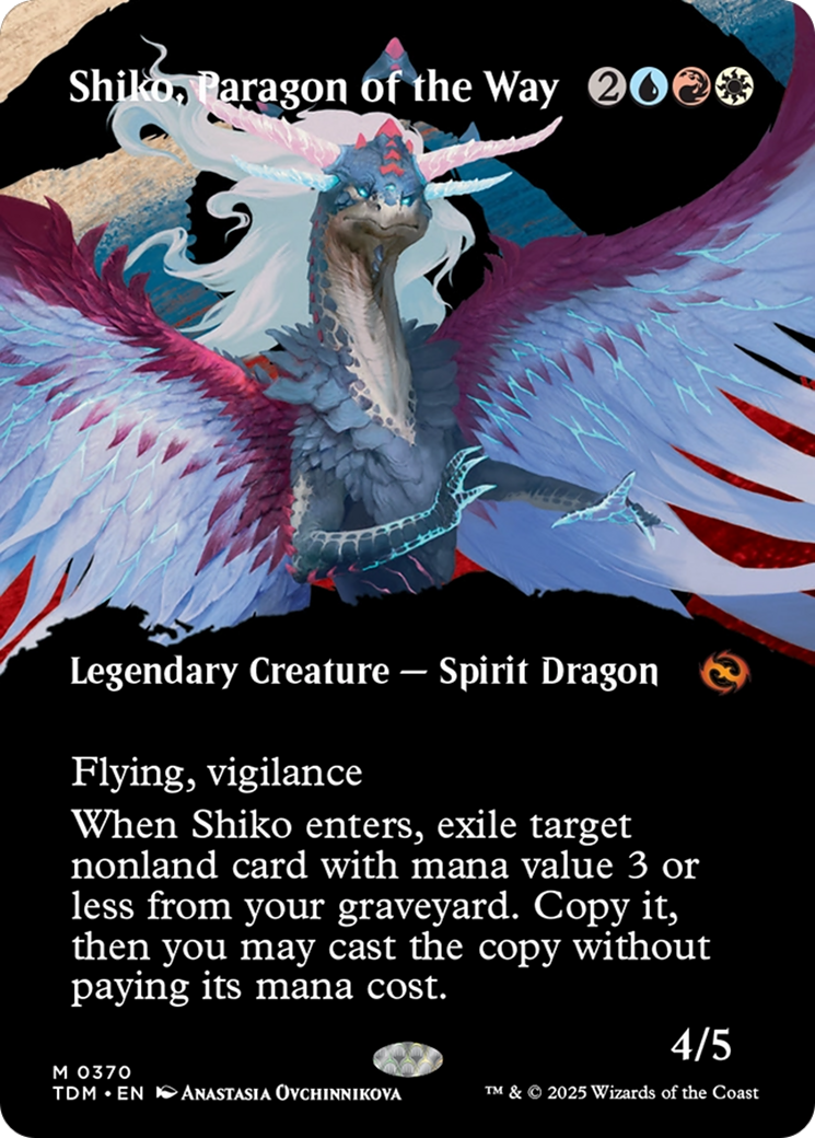 Shiko, Paragon of the Way (Borderless) [Tarkir: Dragonstorm] | Dumpster Cat Games