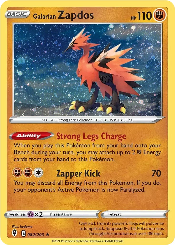 Galarian Zapdos (082/203) (Cosmos Holo) [Sword & Shield: Evolving Skies] | Dumpster Cat Games